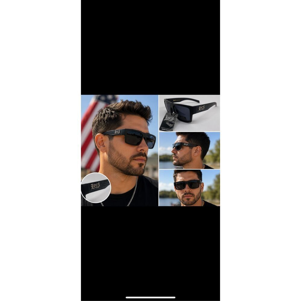 Locs Patriotic American Flag Black Rectangular Sunglasses UV Protection